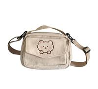 GGOOB Sac à main Kawaii à bandoulière/portefeuille en velours côtelé, beige, Taille unique