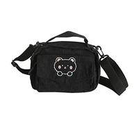 GGOOB Sac à main Kawaii à bandoulière/portefeuille en velours côtelé, noir, Taille unique