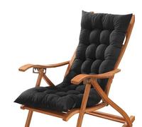 GGoty Coussin de chaise de bureau épais à dossier bas avec attaches, coussin de chaise avec dossier pour maison, jardin, chaises longues, fauteuil inclinable (120 x 50 cm, noir)