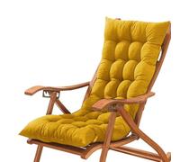 GGoty Coussin de chaise de bureau épais à dossier bas avec attaches, coussin de chaise avec dossier pour maison, jardin, chaises longues, fauteuil inclinable (120 x 50 cm, jaune)