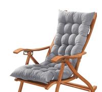 GGoty Coussin de chaise de bureau épais à dossier bas avec attaches, coussin de chaise avec dossier pour maison, jardin, chaises longues, fauteuil inclinable (120 x 50 cm, gris)
