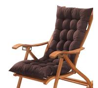GGoty Coussin de chaise de bureau épais à dossier bas avec attaches, coussin de chaise avec dossier pour maison, jardin, chaises longues, fauteuil inclinable (120 x 50 cm, café)