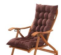 GGoty Coussin de chaise de bureau épais à dossier bas avec attaches, coussin de chaise avec dossier pour maison, jardin, chaises longues, fauteuil inclinable (150 x 55 cm, marron)