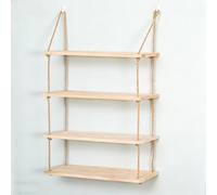 GGoty Étagère Murale décorative étagères flottantes en Bois,1/2/3/4 étagère pivotante de Rangement Murale en Corde de Jute Faite à la Main Niveaux pour Le Bureau du Salon (Couches A-4,30 * 15CM)