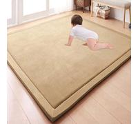 GGoty Grand tapis antidérapant en velours éponge épais pour jeux d’enfants, éveil des bébés, yoga, cuisine ou étude Vert kaki 60 x 180 x 2 cm