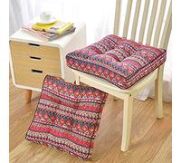 GGoty Lot de 2 coussins de chaise épais de 10 cm, carrés en coton doux avec attaches pour la maison, la cuisine, l'intérieur ou l'extérieur (40 x 40 x 10 cm, motif 5)