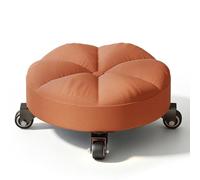 GGoty Tabouret rond à roulettes, tissu technique imperméable, pivotant à 360°, roulettes silencieuses, siège à roulettes rembourrées en mousse avec base en bois massif pour changement de chaussures à