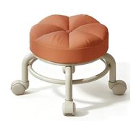 GGoty Tabouret rond à roulettes, tissu technique imperméable, pivotant à 360°, roulettes silencieuses, siège à roulettes rembourrées en mousse avec base en bois massif pour le changement de chaussures