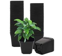 GGOUPTY Lot de 50 pots de fleurs en plastique noir 7 cm