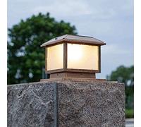GGQEM Lampe Solaire d'extérieur Traditionnelle Victorienne pour Jardin, éclairage à capteur, Finition Bronze, Lanterne LED pour Porche, borne, allée, Colonne carrée, Lampe décorative pou