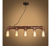 GGQEM Luminaires Suspendus, Lustre d'îlot de Tuyau d'eau 5 lumières plafonnier Industriel en Fer forgé Lampe Suspendue de Restaurant Steampunk E-dison éclairage Suspendu