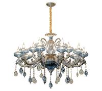 GGQEM Luminaires Suspendus, plafonnier européen Simple en Alliage de Zinc Bougie Cristal LED Lustre 15 Lustre diamètre 95 cm Hauteur 60 cm pour 15-30 m2 Boutique Villa Restaurant escalie