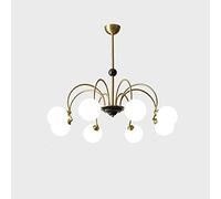 GGQEM Lustre de Restaurant de Luxe Nordic Light, avec Abat-Jour en Boule de Verre, Suspension Spoutnik entièrement en cuivre français, 2 tiges d'extension incluses (20 cm + 30 cm), sourc