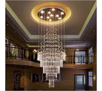 GGQEM Lustre de Salon Moderne, Lustre d'escalier Rotatif à Brosse, Lustre en Cristal Long d'atmosphère Villa, îlot de Cuisine