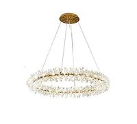 GGQEM Lustre LED G4 en Cristal Rond Moderne, plafonnier LED Nordique de Luxe Simple pour Salon, Chambre à Coucher, Restaurant créatif de Luxe, Lampe de Plafond dorée Pleine d'étoiles