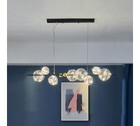 GGQEM Lustre linéaire à 8 Lampes à Tube Mince doré Vintage à LED avec Filament en Verre à intensité Variable pour Cuisine de Ferme, Lampe Suspendue au Plafond pour Table à Manger, restau