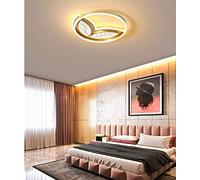 GGQEM Plafonnier LED Rond en Forme de Feuilles dorées avec télécommande, luminaire décoratif d'intérieur, idéal pour Un Salon, Une Chambre à Coucher ou Un Bureau, 40 cm