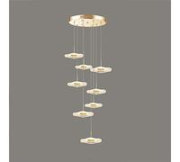 GGQEM Suspension à 1 Lampe en Forme de Feuille de Lotus dorée Lustre de Salle à Manger Moderne à LED Lustres de Hall d'entrée à 8 lumières pour Hauts plafonds Fleurs Éclairage d'escalier