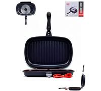 GGS Colection Poele Grill Et Poisson Double Face 38x25.5cm - Poele Grill Induction Et Tout À Feux, Poele Anti Adhesive en PTFE- Poele A Griller Avec Fermeture Magnétique & 2 Bandes D’étanchéité