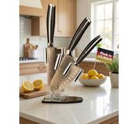 GGS Collection Ensemble De Couteau Cuisine 4 Pieces Avec Bloc - Couteau Santoku En Acier Inox - Set Couteaux De Cuisine Trempe Special, Solingen Standard - Comprend Couteau Cuisine Professionnel