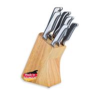 GGS Ensemble De Couteau Cuisine 7 Pcs Avec Bloc - Set Couteaux De Cuisine En Acier Inox - Couteau Cuisine Professionnel Trempe Special, Solingen Standard - Comprend Bloc Couteaux Cuisine - Tout Métal