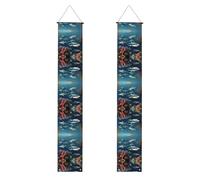 GGsdaf Bannière décorative imprimée requins sous la mer, bannière de fête extra large pour salle de classe/jardin/restaurant