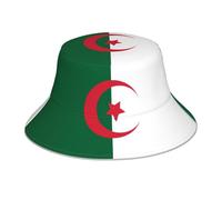GGsdaf Chapeau bob imprimé drapeau de l'Algérie réfléchissant pour course à pied, randonnée ou camping Noir