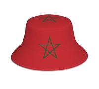 GGsdaf Chapeau bob imprimé drapeau du Maroc réfléchissant pour course à pied, randonnée ou camping Noir