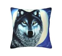 GGsdaf Coussin décoratif en forme de loup sous la lune 45,7 x 45,7 cm pour canapé, salon, balcon, chambre, etc