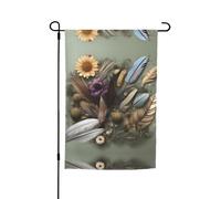 GGsdaf Drapeau de jardin à plumes et fleurs (30,5 x 45,7 cm) pour balcons, terrasses, arrière-cours et pelouses