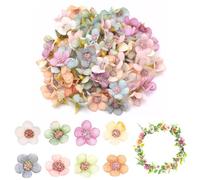 GGTTNRT Lot de 100 têtes de fleurs artificielles, petites fleurs en soie, multicolores, mini marguerites artificielles, pour décoration de gâteau de mariage, artisanat, fête, festival