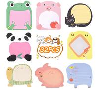 GGTTNRT Lot de 32 notes adhésives en forme d'animal mignon, 8 styles, 640 feuilles de notes adhésives pour réfrigérateur, mini carnets, cadeaux de fête pour enfants