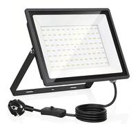GGTU 100W Projecteur LED extérieur, 11000LM 6500K Blanc Froid, 2m Câble avec Fiche, IP66 Étanche Projecteur Ultra-Lumineux. Idéal pour Entrepôts, Jardins, Chantiers, Piscines et Terrains de Ba
