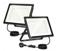GGTU 100W Projecteur LED extérieur, 11000LM 6500K Blanc Froid, 2m Câble avec Fiche, IP66 Étanche Projecteur Ultra-Lumineux. Idéal pour Entrepôts, Jardins, Chantiers, Piscines et Terrains de Ba
