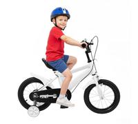 GGTYURTM Vélo pour enfant de 14 pouces avec roues jockey et double système | Vélo pour enfant réglable en hauteur - Aide à la marche - Cadre stable - Pour enfants de 3 à 10 ans