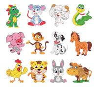 GGUFAY 12 Pièces 5D Diamond Painting Autocollants Kits,Animal Diamant Painting Art Mosaïque Autocollants,Diy Peinture Diamant Autocollant,Grand Cadeau Pour Les Enfants Et Les DéButants