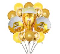 GGUFAY 15 Ensemble de Ballons sur le Thème du Festival de la Bière, Ballon en Film d'Aluminium pour Chope à Bière, Adapté pour la Décoration d'Anniversaire, de Remise de Diplôme, Vie de Garçon