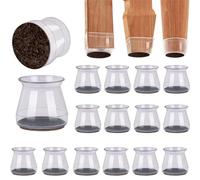 GGUFAY 16 pièces Protection Pied de Chaise, Protège Pied de Chaise, Protections de Sol en Silicone Transparent pour Pieds de Chaise avec Patins en Feutre, pour sols en Bois Dur et carrelage,M