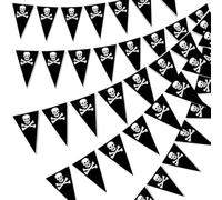 GGUFAY 2 Drapeau pirates de 7 mètres, tête de Mort, décoration à Suspendre, Guirlande, Anniversaire pirate, décoration de fête, fête à thème, Carnaval