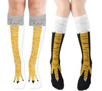 GGUFAY 2 Paires de Chaussettes de Cuisse de Poulet, Chicken Legs Socks,Drôles Chicken Leg Socks,Hauteur au Genou 3D Animal Socks Hommes Femmes Casual Leg Socks Chicken Gift