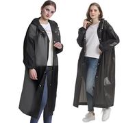 GGUFAY 2 Pièces Poncho Pluie Imperméable femme et homme, Cape de Pluie, Poncho de Pluie Velo Randonnée Bivouac Camping (Noir)