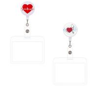 GGUFAY 2 PièCes Porte Badge, Porte Badge Enrouleur, Porte-Badge Avec Mousqueton Pivotant, AdaptéS Aux Femmes, Enseignants, InfirmièRes, MéDecins Et éTudiants (FréQuence Cardiaque)