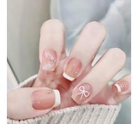 GGUFAY 24PCS Ongles Carrés Press On, Fard à Joues Rose Créatives, Ongles à Coller, Faux Ongles Courts, Embouts d'Ongles Artificiels