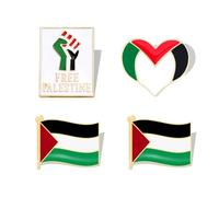 GGUFAY 4 PCS Palestine Pin, Broches de Drapeaux Nationaux Palestiniens pour Femmes et Hommes, Badge de Revers en émail pour Les Pacifistes Patriotes et Les Musulmans Décoration Intérieure Extérieure