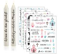 GGUFAY 5 Feuilles de Tatouages pour Bougies de Baptême & Communion, Stickers avec Motifs de Feuilles, Adaptés pour Bougies à Bâton & Tasses, Cadeau DIY