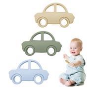 GGUFAY Anneaux de Dentition Bébé Soft, Anneau Dentition Bebe, Lot de 3 Jouets de Dentition en Silicone, Sans BPA, Anneau de Dentition & Jouet d'Éveil Sûr pour Bébés, Kit de Moulage Pour Voiture