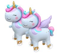 GGUFAY Ballons Licorne, 2 Ballons en Aluminium Licorne, Ballons Carrosse Licorne, Ballons Licorne Debout avec Ailes, Décorations Ballon Licorne Anniversaire Fille