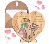 GGUFAY Cadeau De Mariage En Espèces, Cadeau De Mariage Pour Les Mariés, Bénédiction De Mariage, Emballage Cadeau En Espèces Unique En Bois En Forme De Cœur