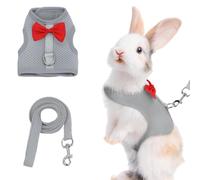 GGUFAY Harnais pour Lapin Nain, Laisse Réglable, Respirant, Accessoires Lapin, Colliers et Lais, Gris