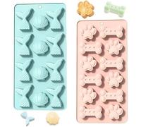 GGUFAY Moule Silicone En Forme De Patte Chien, 2 Pcs Moule En Silicone Pour Os De Chien, Dog Biscuit Baking Moulds Bonbon, Dog Paw, Bone And Fish Tail Silicone Moulds Mini Tablette Chocolat